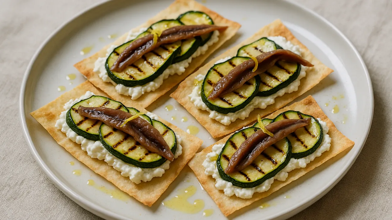 Pane carasau ricotta acciughe"