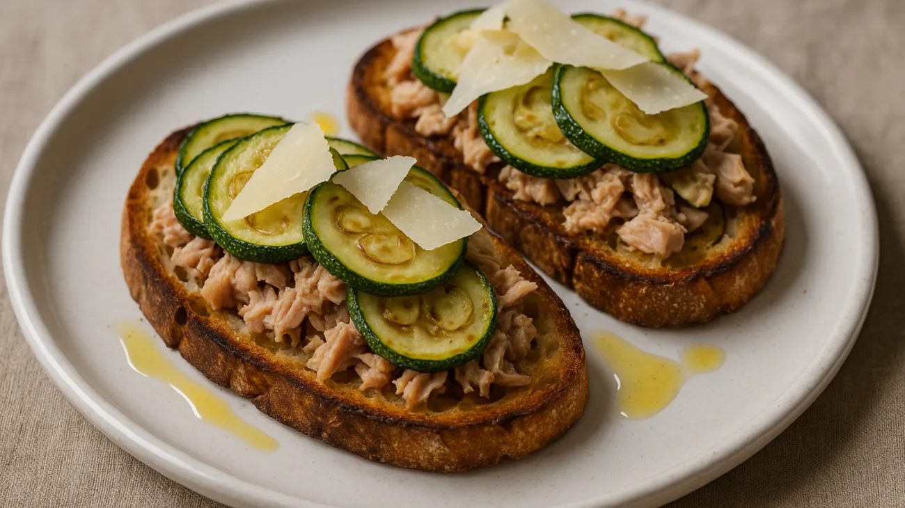 Pane toscano zucchine novelle tonno e pecorino"